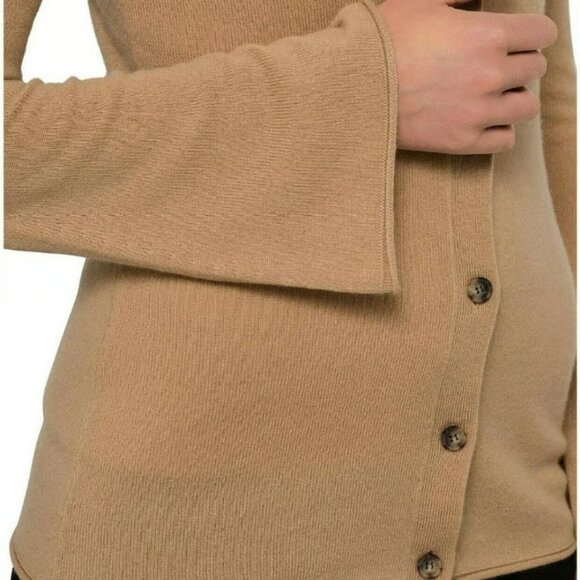 Theory 100% Cashmere Camel Tan Button-Up Cardigan with Bell Sleeves - Picture 11 of 11